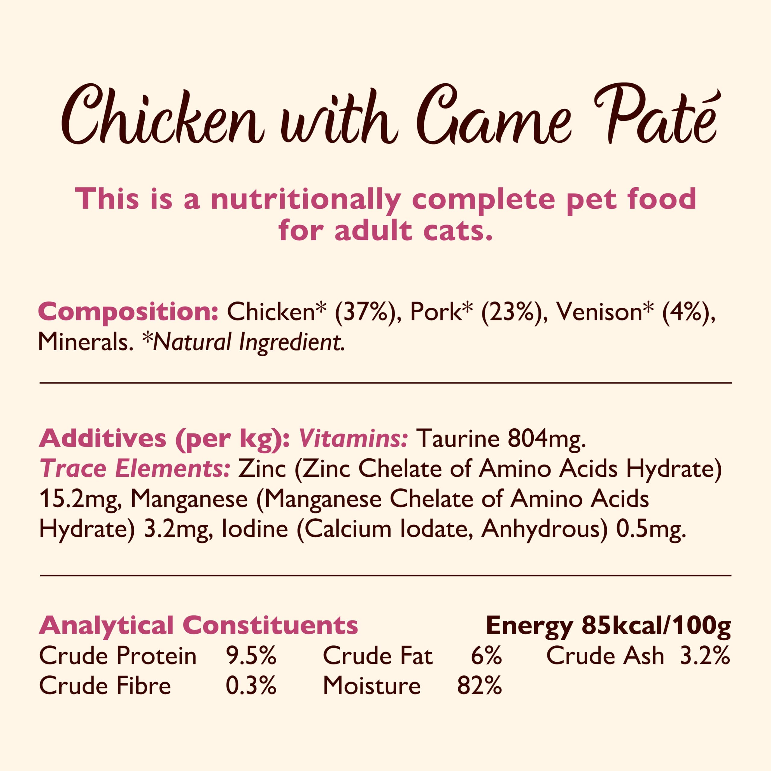 Lily's Kitchen Bandeja de alimento húmedo natural de tipo paté suave para gatos adultos: paquete variado de recetas sin cereales (32 x 85g Tarrinas)
