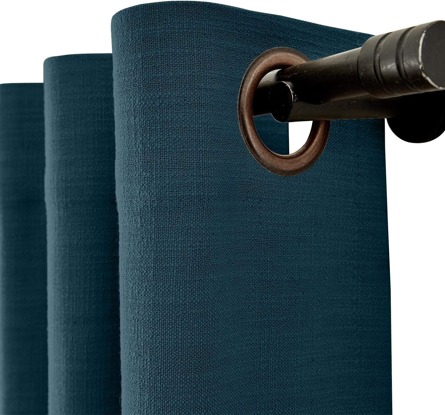 ChadMade Linen Blend Texture Curtain Grommet Drape 150 Wide by 96 Long Room Darkening Drapery for Patio Door Door Panel Living Room (1 Panel, Navy), Cary Collection