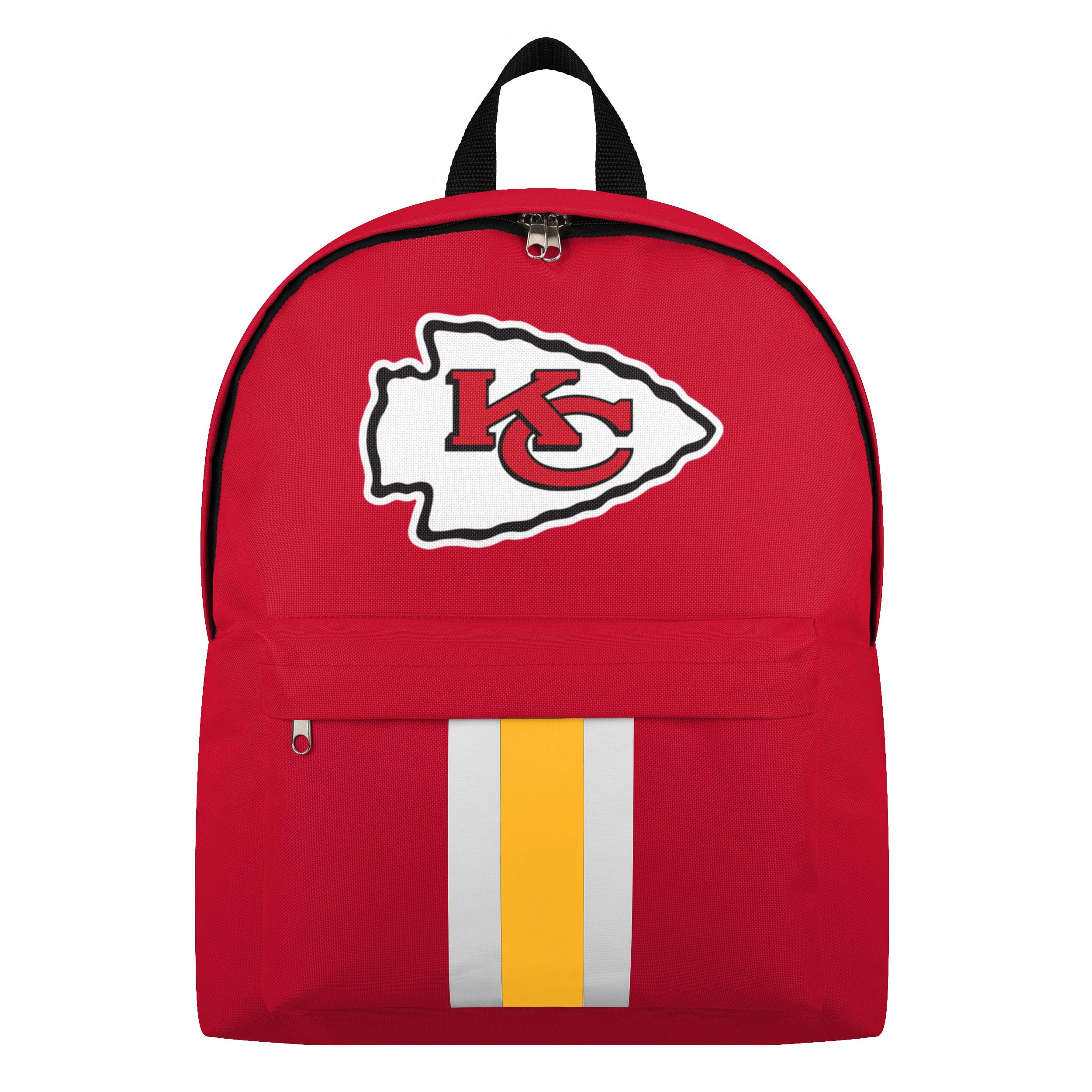 FOCO NFL Officially Licensed Team Color Primary Logo Solid Stripe Football School Bag Travel Backpack, Kansas City Chiefs, One Size, Daypack Backpacks