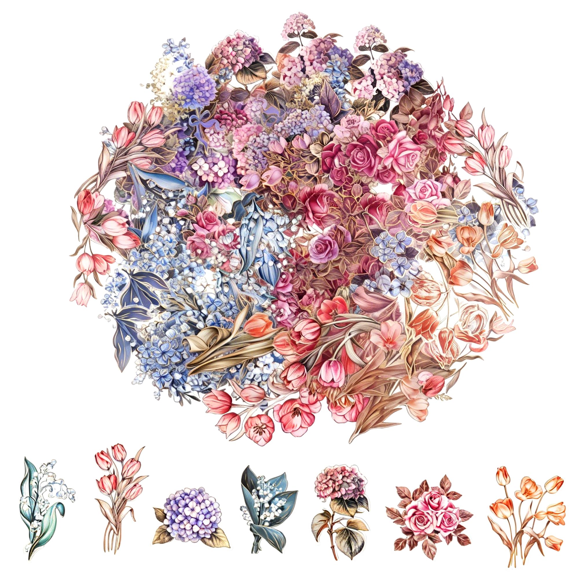 160 Flower Stickers - Scrapbooking & DIY Decor -11