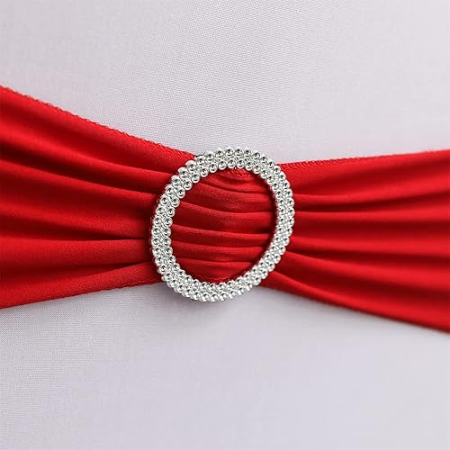 Miniatura 31 de Bandas elásticas de elastano para silla, 50 unidades, lazos con hebilla deslizante, decoración de bodas, fiestas, recepciones, banquetes (amarillo)