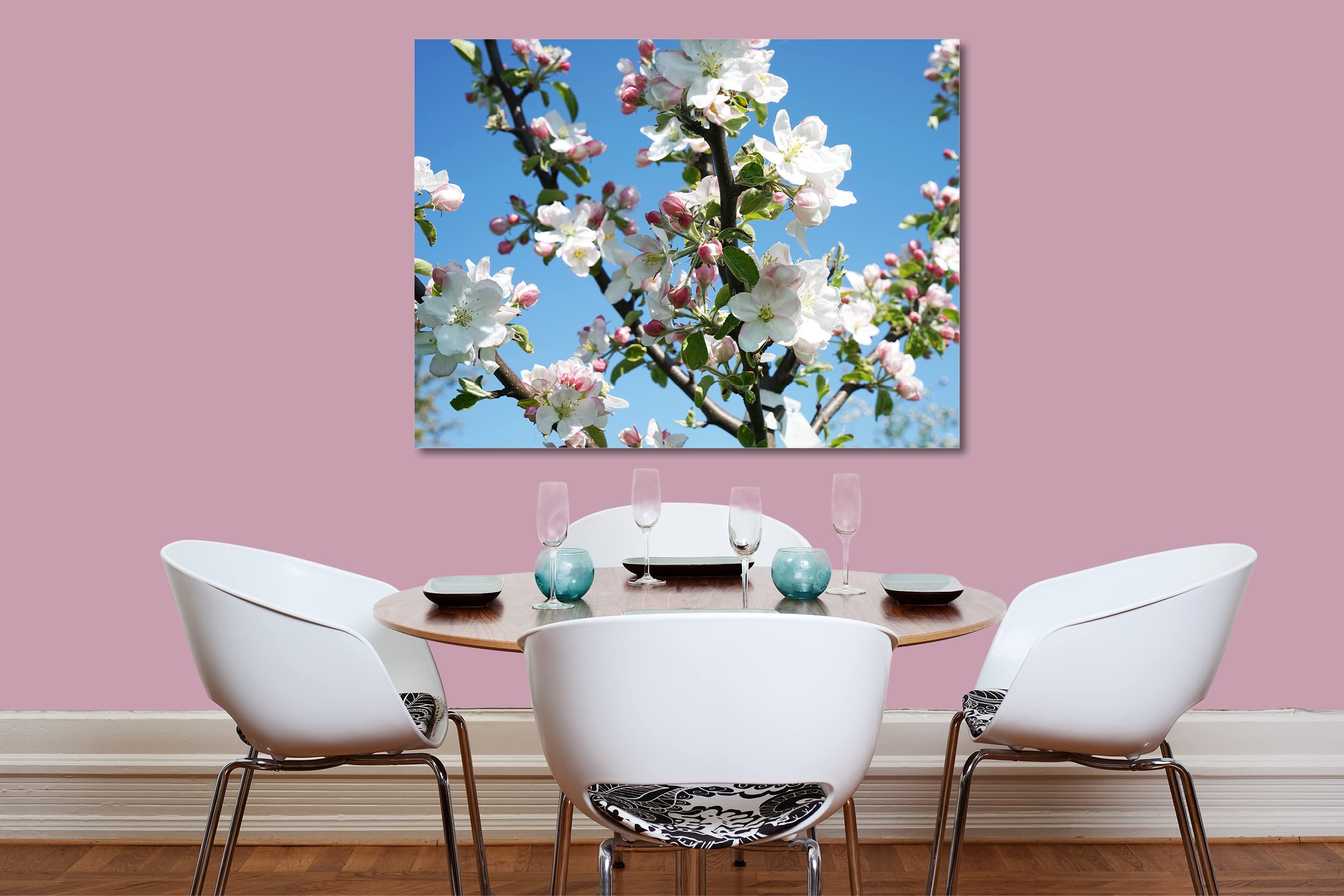 Glücksvilla - Fioritura dei meli (tela 2 cm, 60 x 40 cm) | varie misure - quadro murale orizzontale - giardino fiori fioritura pianta natura botanica albero ramo ciliegia