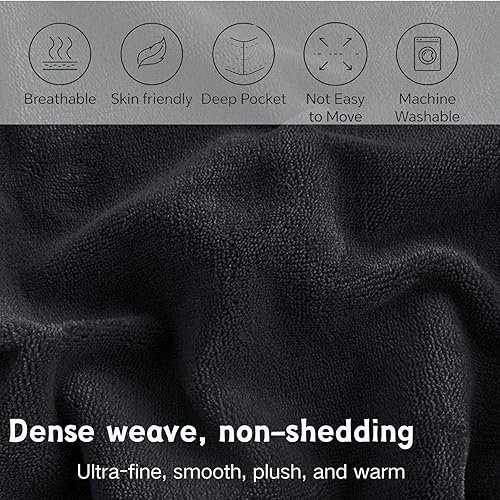 Miniatura 3 de Sábana bajera de terciopelo tamaño individual XL, funda protectora de colchón de felpa de vellón con bolsillo profundo de 15 pulgadas, sábana