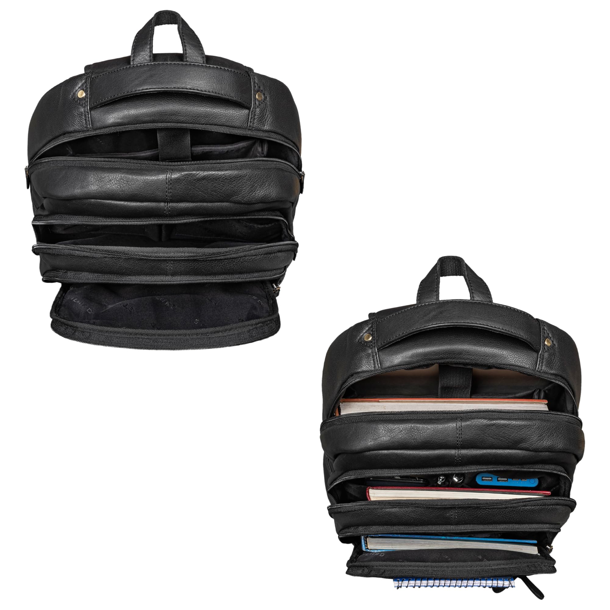 STILORD Keno Leder Rucksack mit Laptopfach 15,6 Zoll Business Rucksack Herren und Damen Bürorucksack Lederrucksack Office Bag Leder Farbe:schwarz