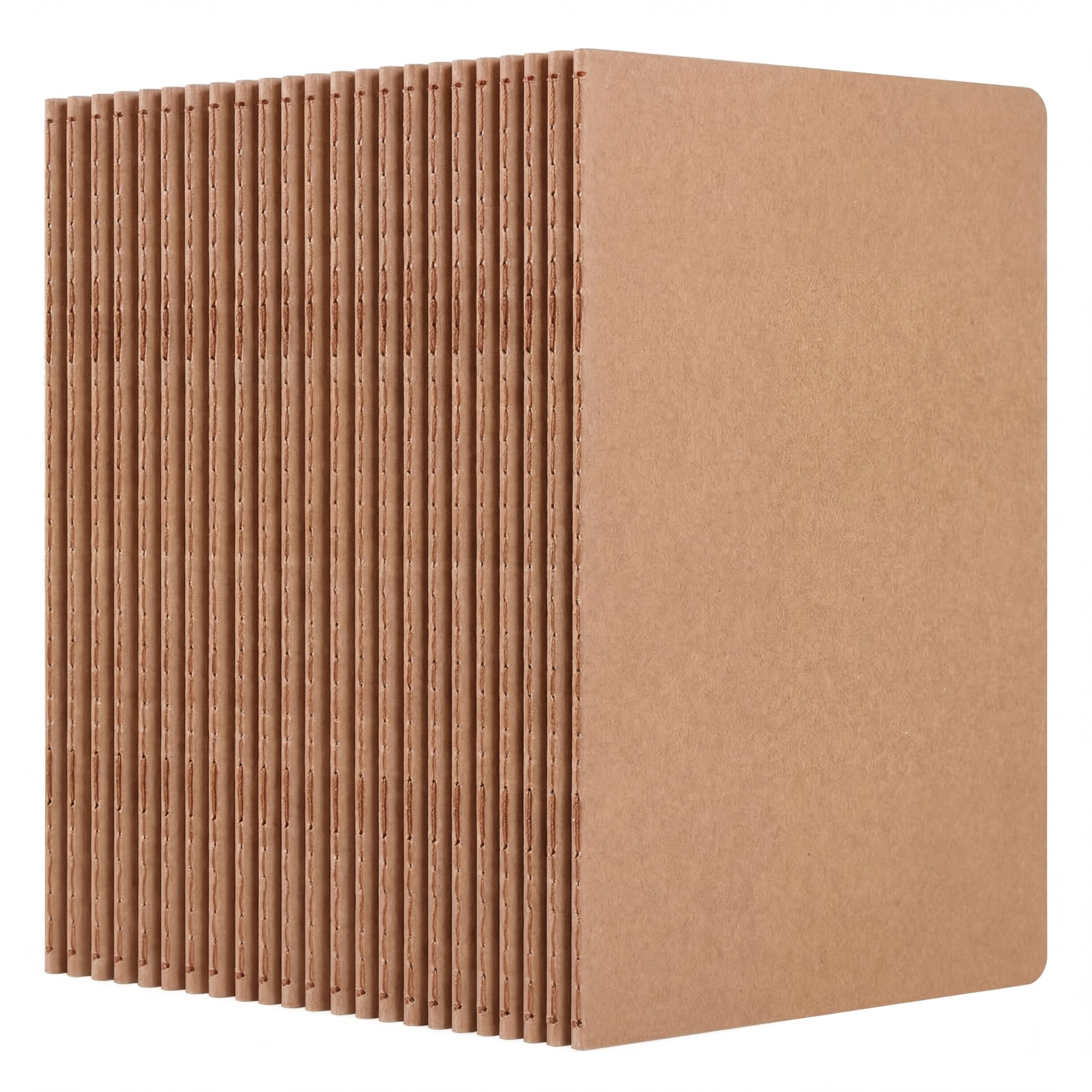 Paquete de 24 cuadernos en blanco, diarios A5 para dibujar, dibujar y escribir, 36 hojas de 72 páginas cada una, papel kraft de cubierta suave