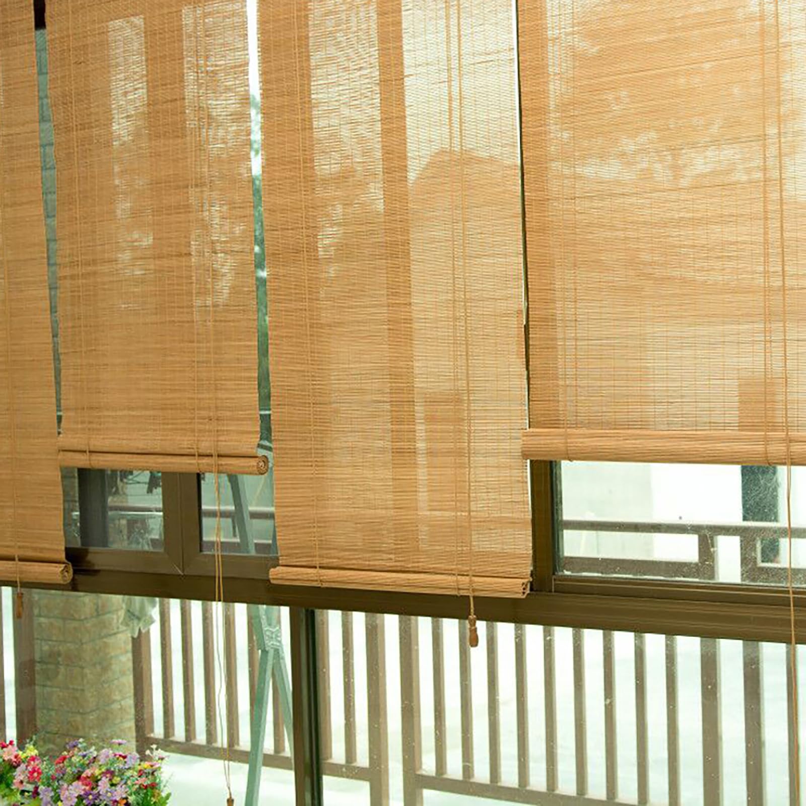Tende personalizzate in bambù per finestre, tonalità in legno naturale, per esterni/interni, tende per sale da tè e studi, tonalità romane (115 x 180 cm)
