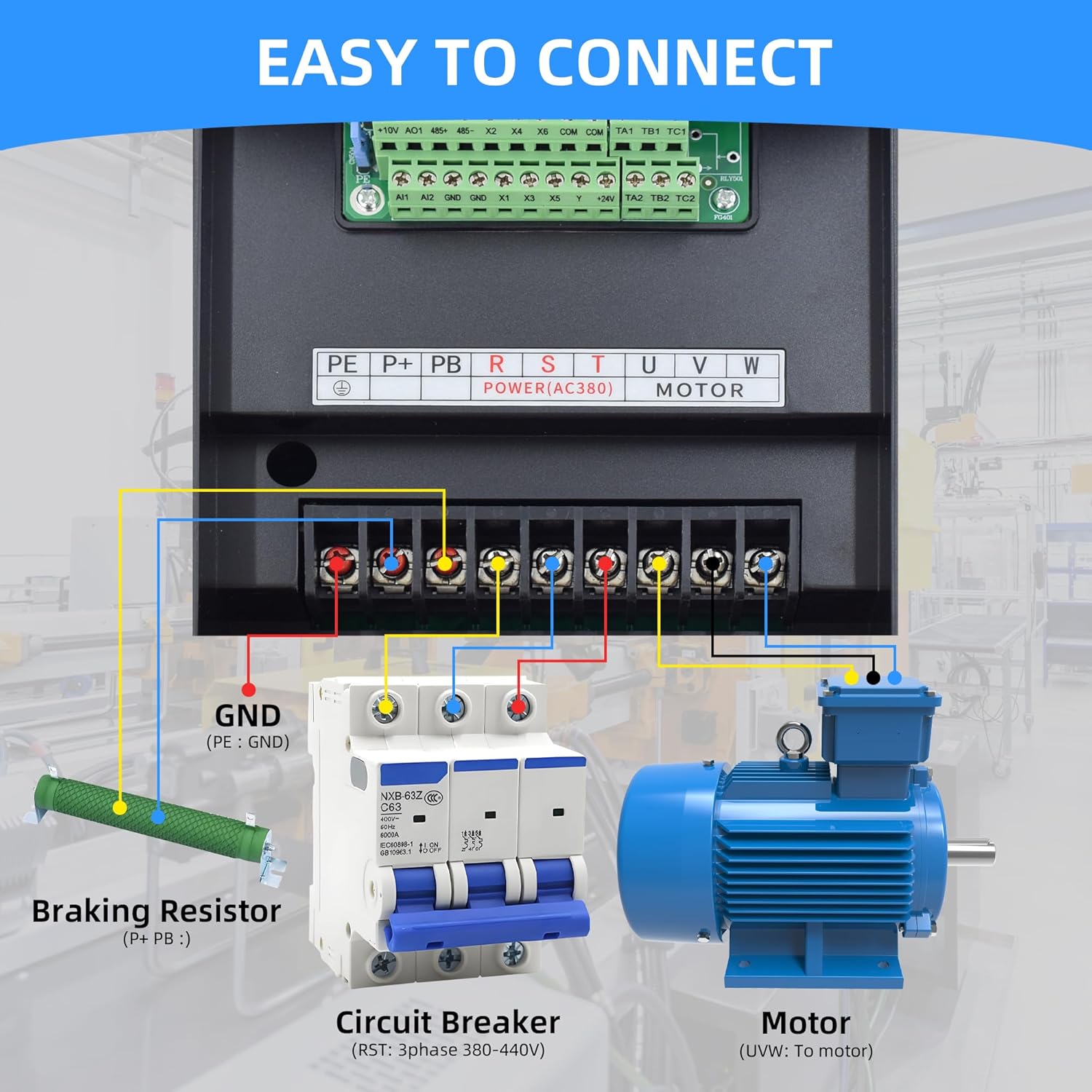 7.5KW 10HP VFD Variable Frequency Drive, 380V–440V 3 Phase Input & Output, 17A Inverter for Spindle Motor, CNC Machine & Industrial Motor Control (0–3200Hz)