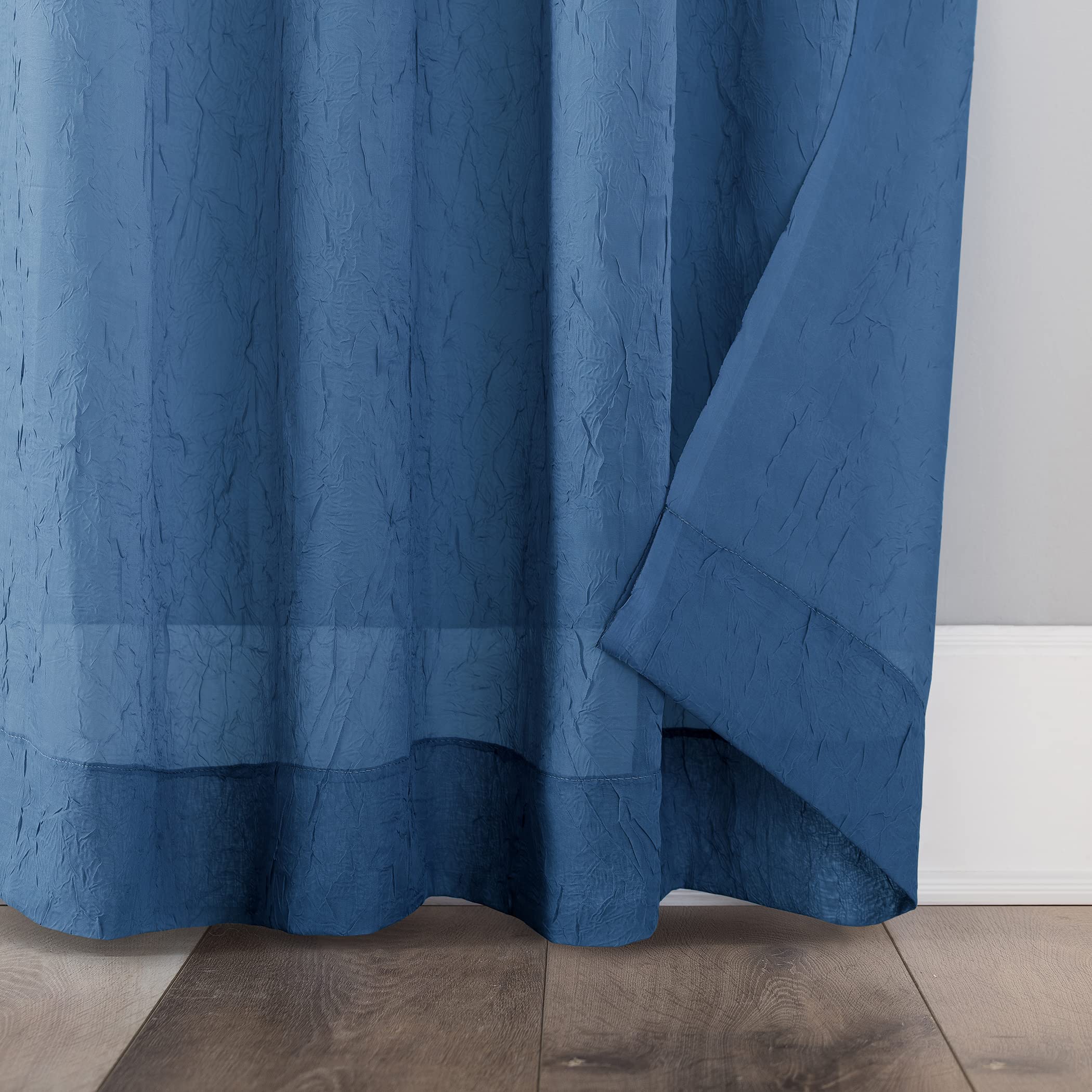 No. 918 Crushed Textured Sheer Voile, Blue, 51" x 84", Bule, W 51" x L 84" (1 Panels) - Image 4