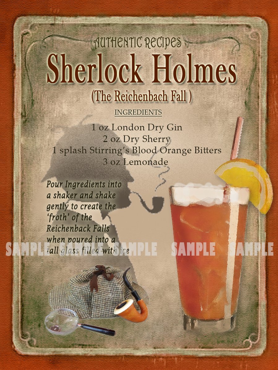 The Rusty Apples Metal Sign Co Orange Sherlock Holmes- Cocktail Recipe – Vintage - Style Metal Wall Art 3 Sizes To Choose