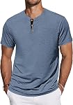 TARAINYA Men's Henley Shirts Cotton Button Short Sleeve Casual T-Shirts Homme with Pocket