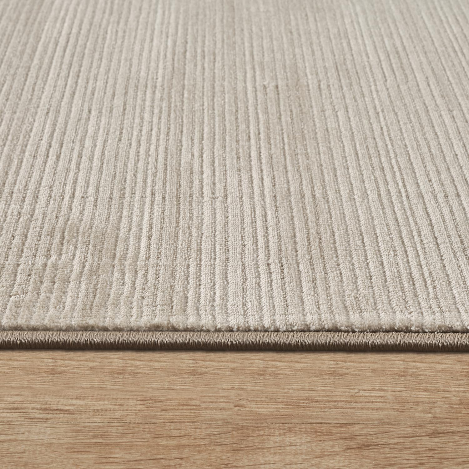Teppich Wohnzimmer Schlafzimmer Kurzflor Robust Hoch-Tief-Effekt Streifen Beige Size:200x290