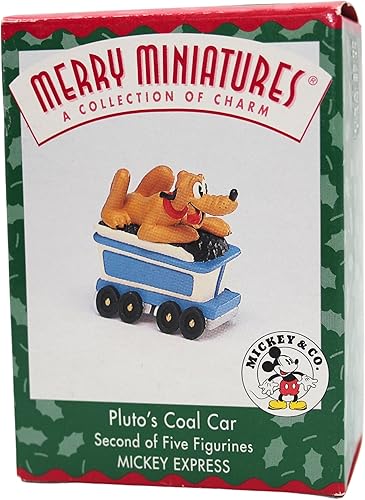 Miniatura 2 de Disney Pluto coche de carbón de 1998HallmarkTarjeta Merry miniatura