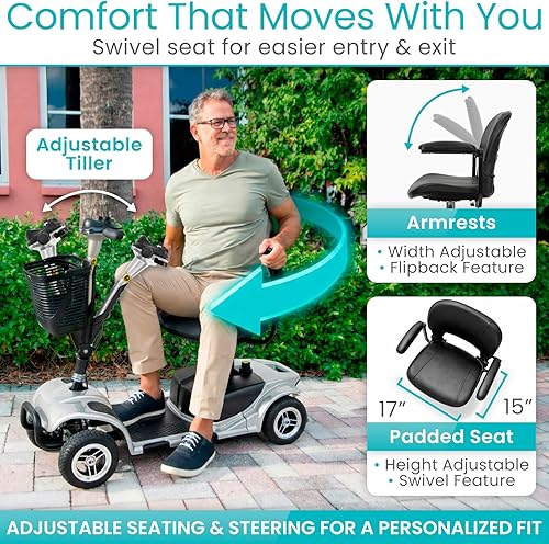 Miniatura 5 de Vive Patín de movilidad de 4 ruedas – Dispositivo eléctrico para silla de ruedas – Móvil compacto y resistente para viajes, adultos, ancianos