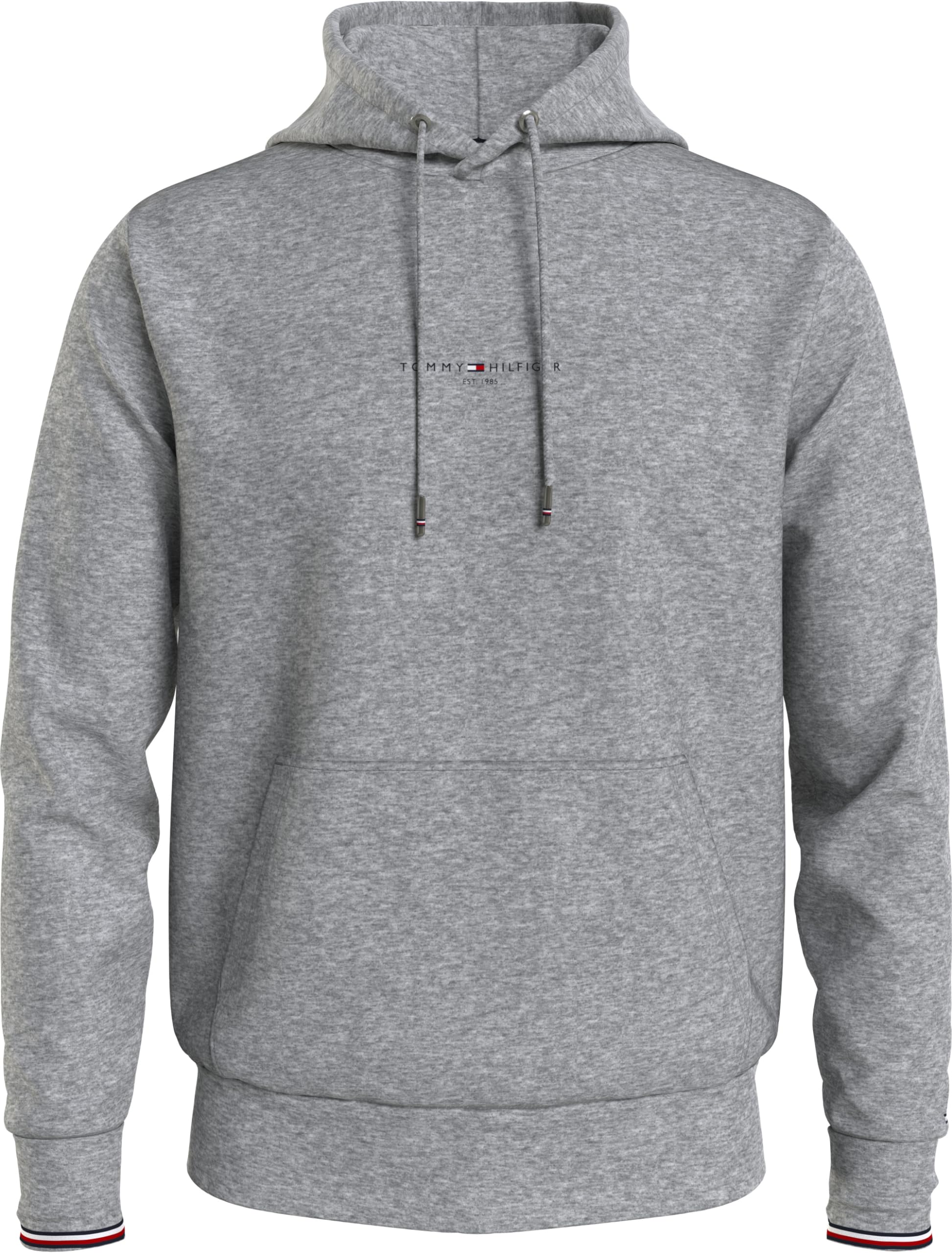 Tommy Hilfiger Men Tommy Logo Tipped Hoody Hoodies, Grey, XL