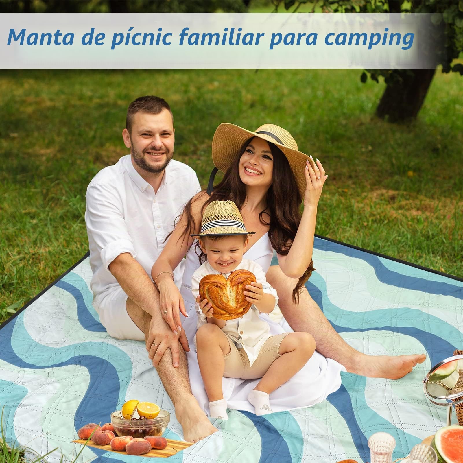 COVACURE Manta de Picnic 200x200 cm XXL Esterilla de Playa, Impermeable, Antiarena, Lavable e Aislante para Camping, Picnic y Playa
