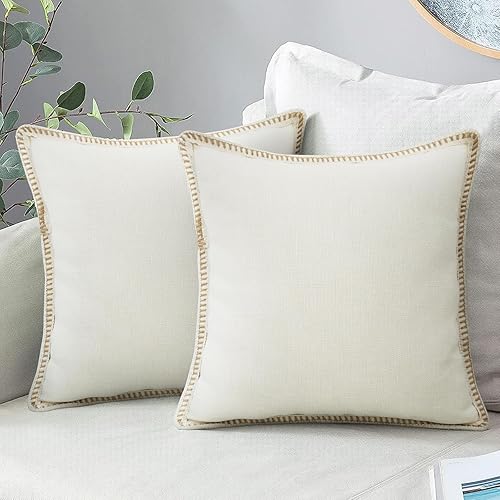 Miniatura 6 de Merrycolor Juego de 2 fundas de almohada decorativas de granja de 18 x 18 pulgadas, fundas de almohada beige texturizadas, fundas de almohada de