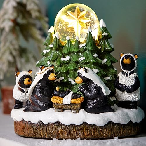 Miniatura 6 de Beartivity Festive Green - Globo de nieve musical navideño de resina de 7.5 pulgadas