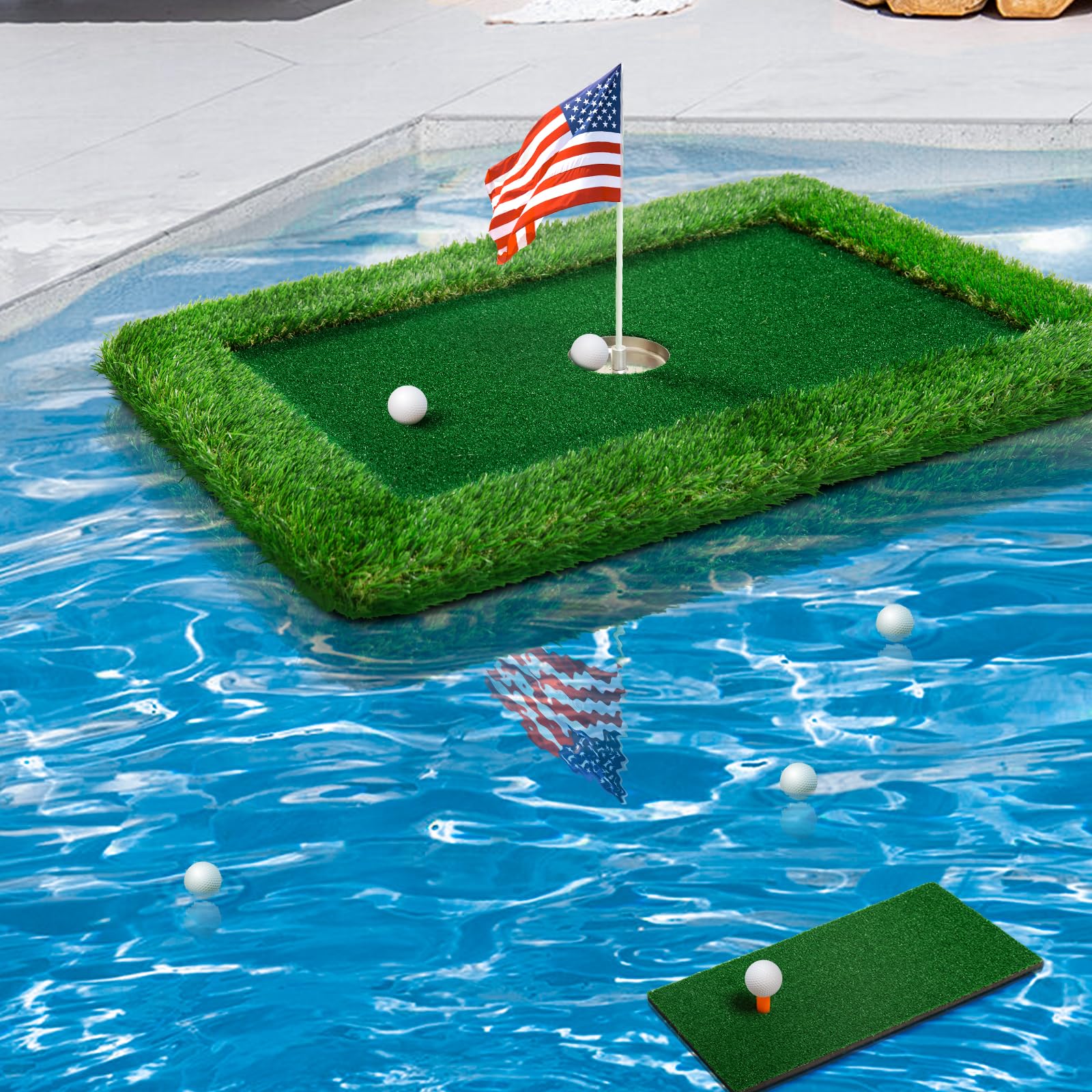 PLBBJH Floating Golf Green,Golf Putting Mats Training Accessories for Outdoor Backyard Pool Game - Perfect Golf Gift for Golfers