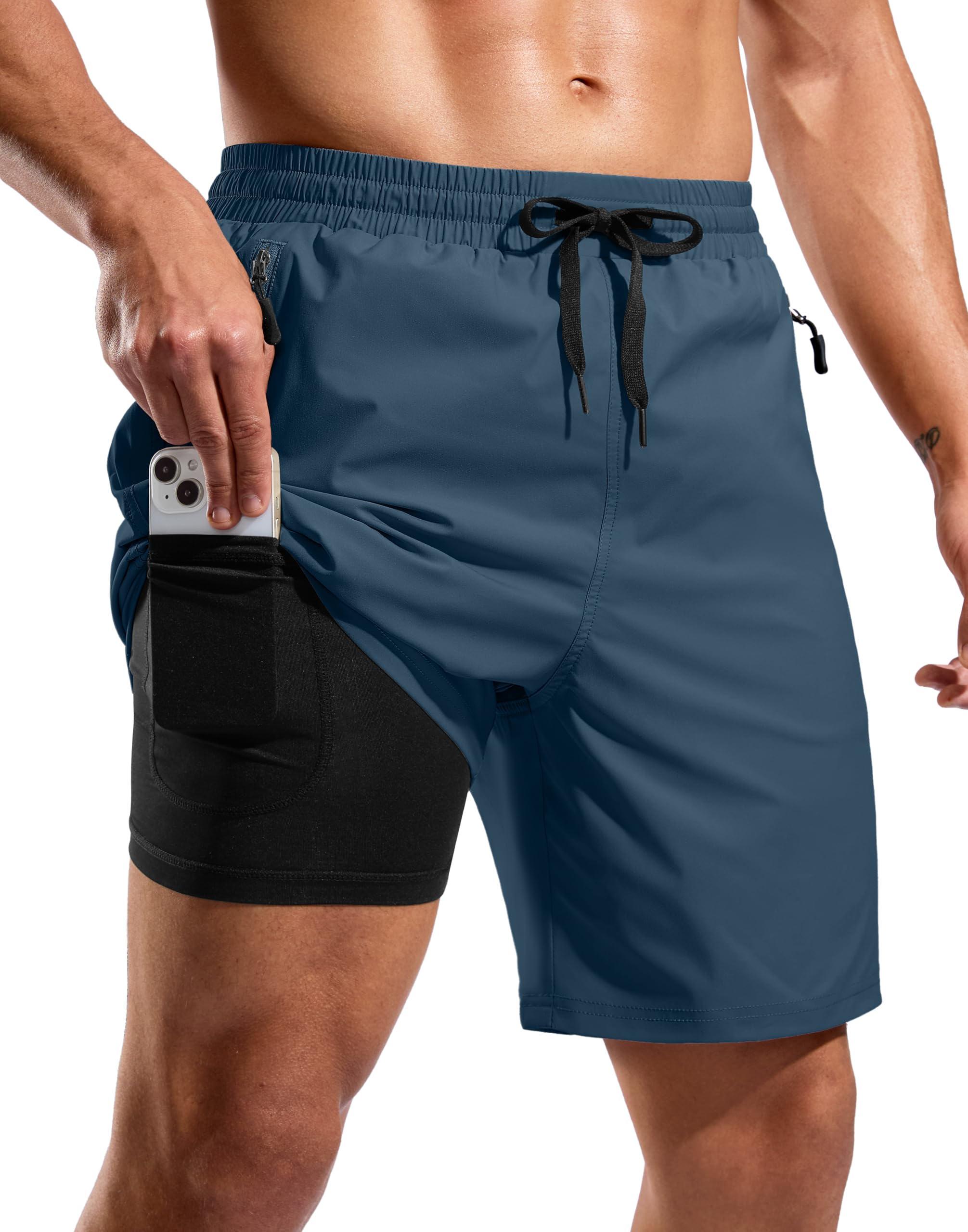 G Gradual Mens Swim Trunks with Compression Liner 7"/9" Board Shorts