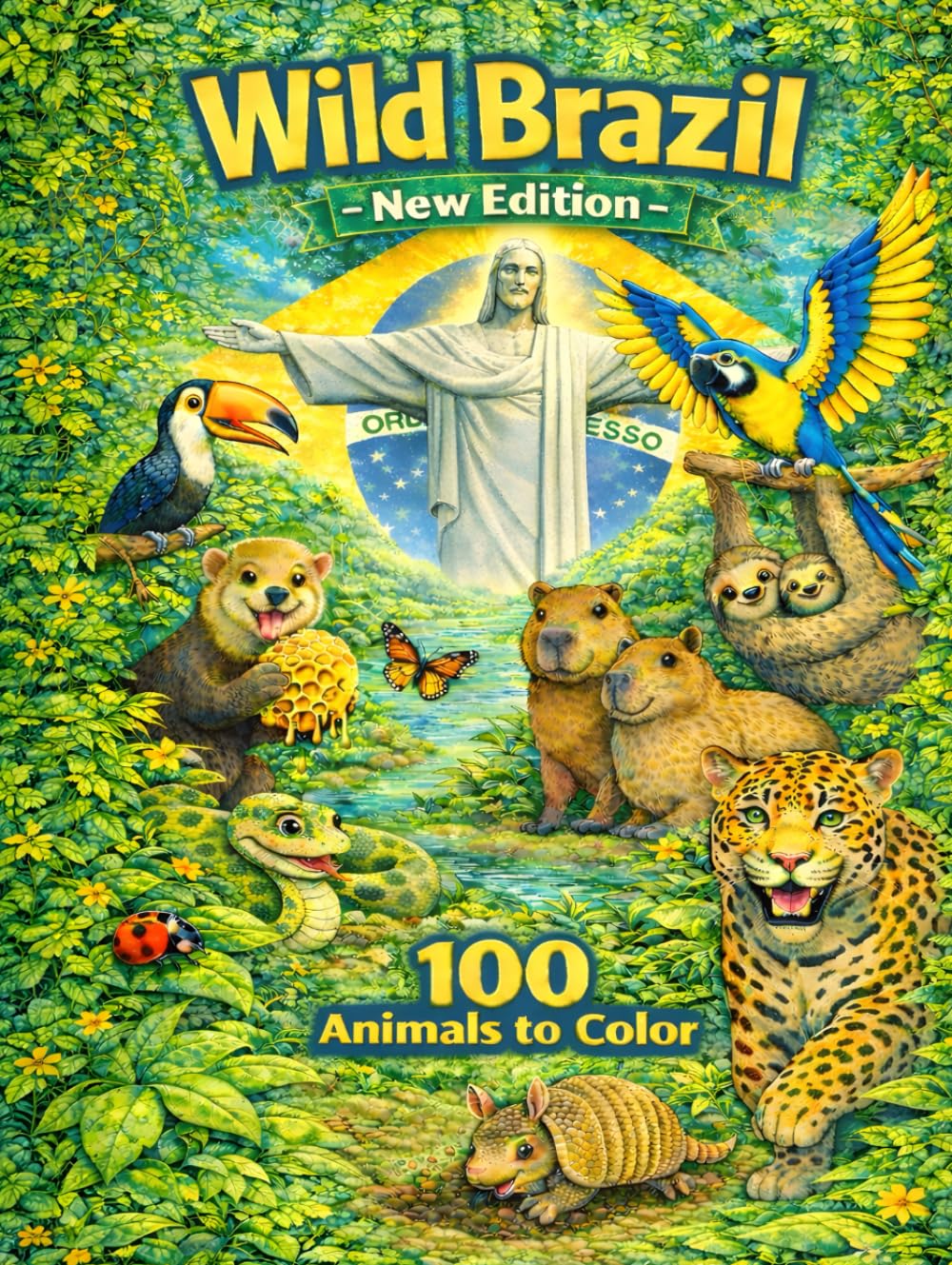 Wild Brazil- New Edition – 100 Animals to Color: Premium Kids Coloring Book Featuring 100 Animals, Brazilian Biomes, and Fun Facts.
