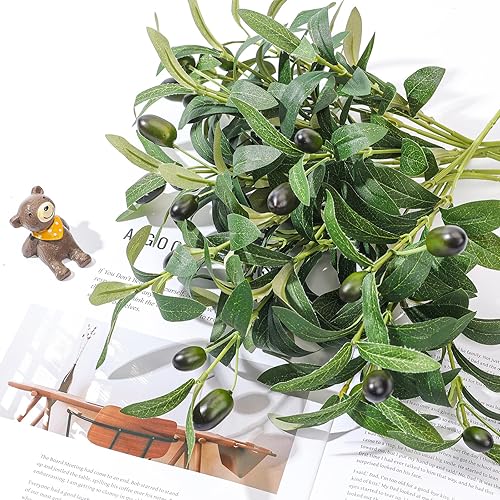 Miniatura 9 de Erlandens 10 tallos de hojas de olivo sintéticas de 10 pulgadas de alto, ramas de olivo para jarrón pequeño, decoración de vegetación de mesa, para