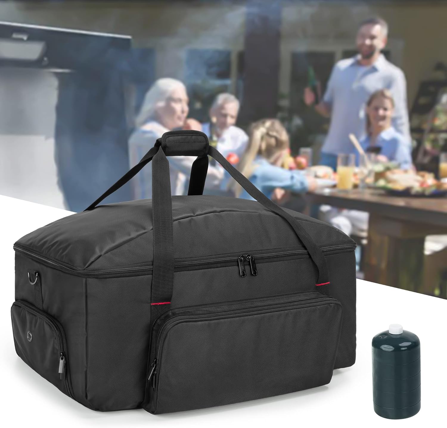 samdew Barbecue Grill Cover Compatible with Weber Q1400 Electric Grill, Outdoor Grill Storage Carry Bag Compatible with Weber Q1000 Q1200 Propane Gas Grill, Bag Only