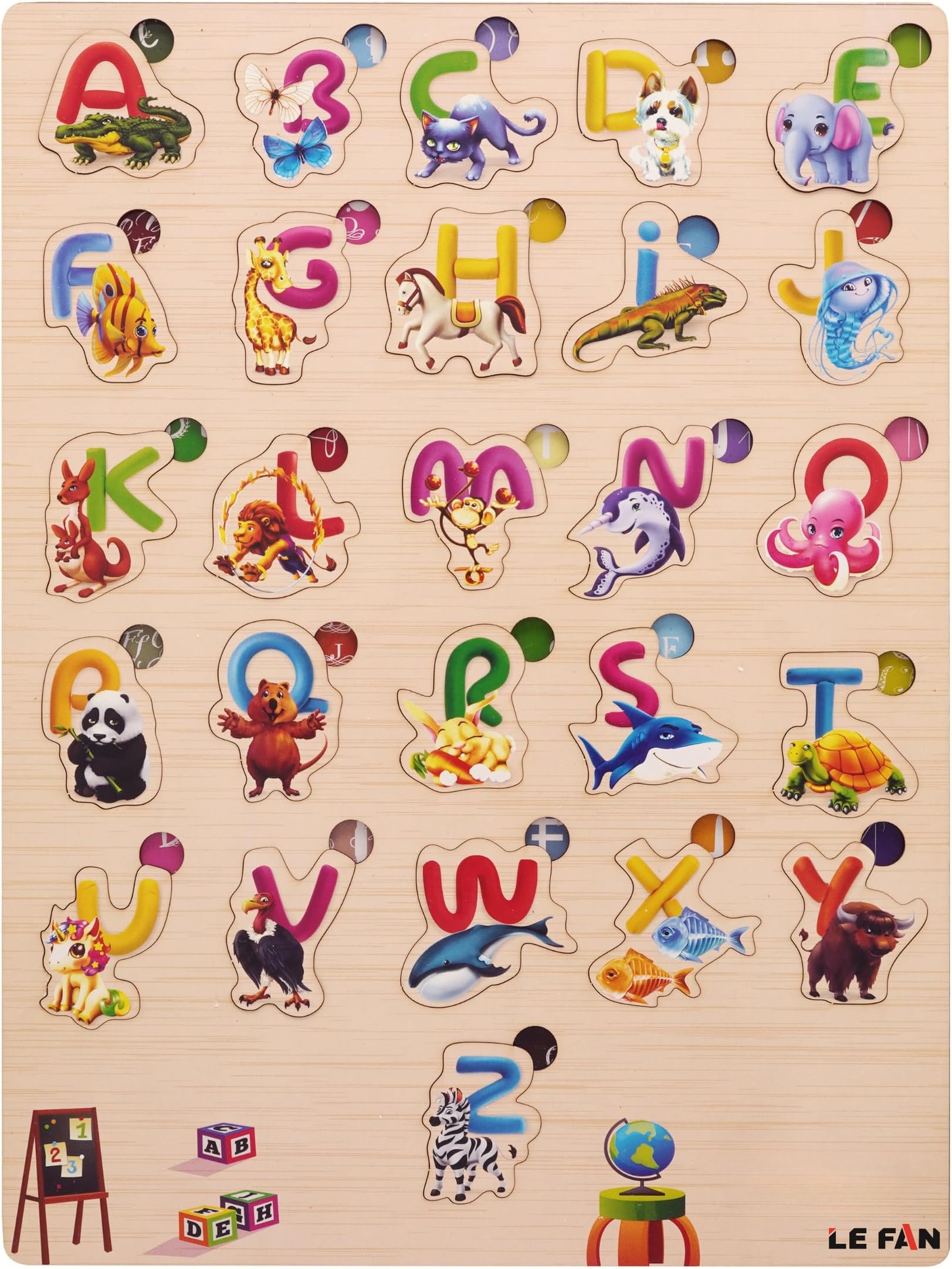 Lefan Alphabets Puzzle for Kids - Fun and Educational Learning Toy with Big Alphabets and Wooden Tray Kids Toys