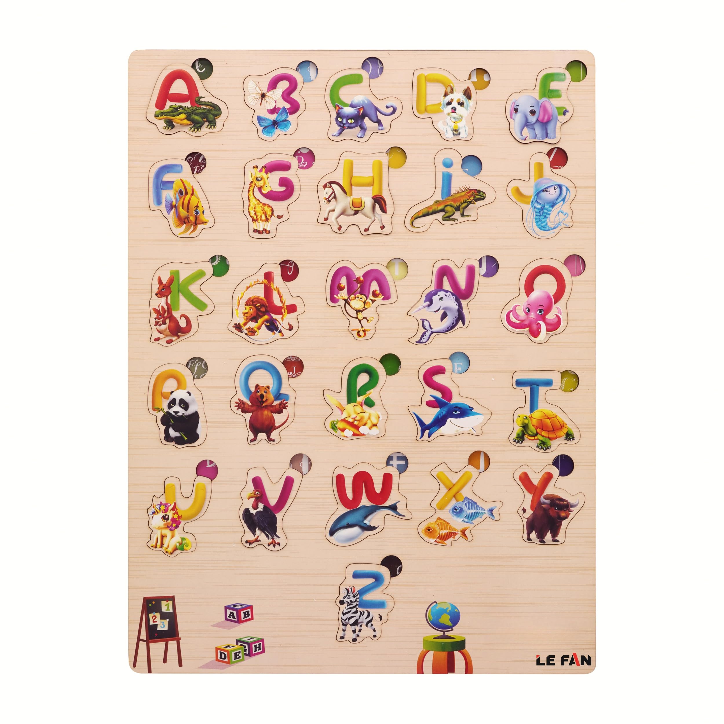 Lefan Alphabets Puzzle for Kids - Fun and Educational Learning Toy with Big Alphabets and Wooden Tray Kids Toys