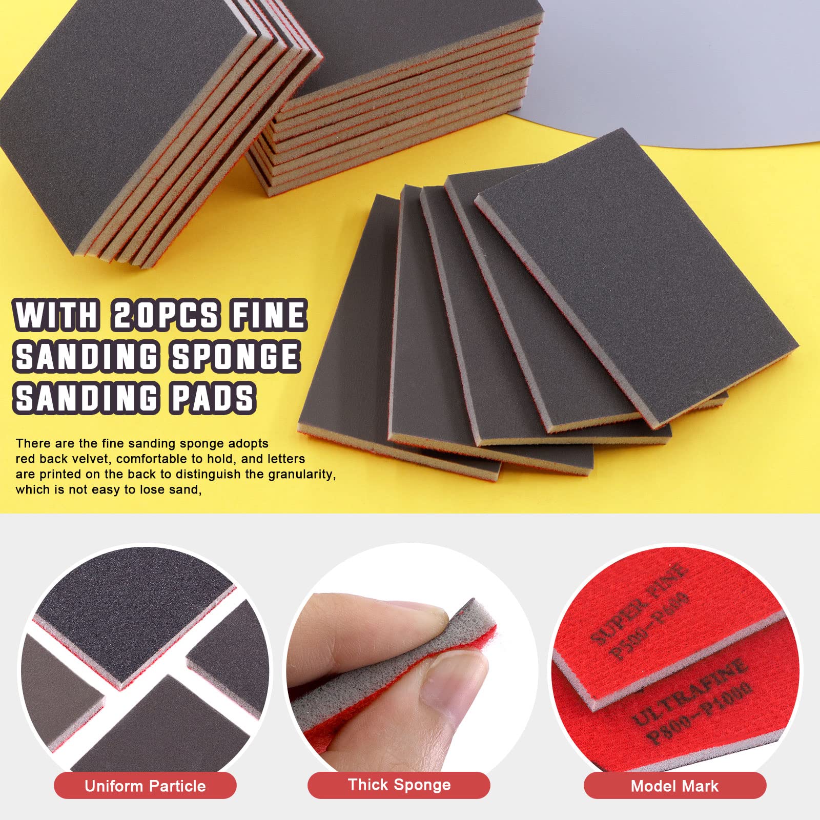 Hilitchi Sanding Sponges Kit - 33 Pcs for Wood & Metal -4