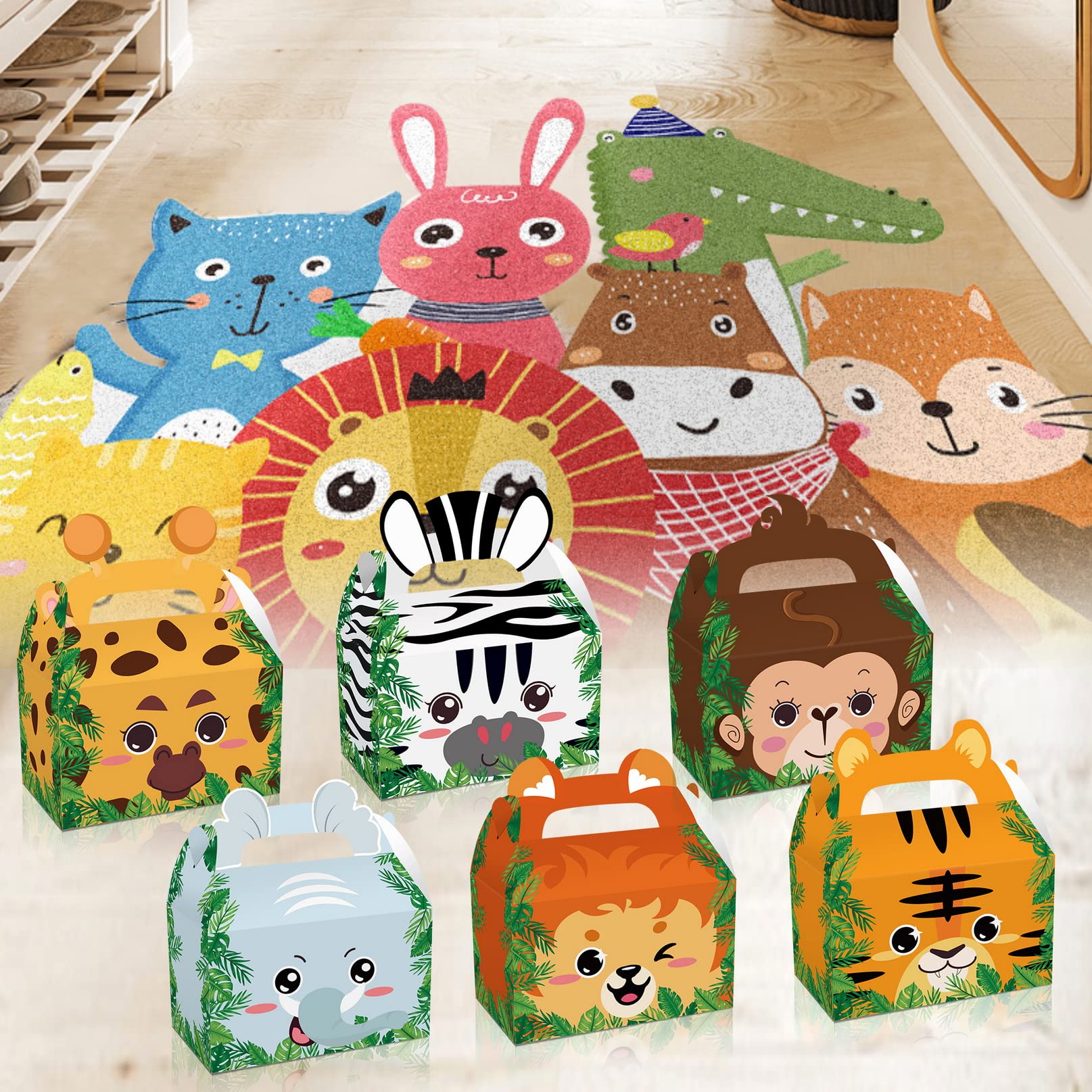 BACH AND BOOZY 12er Set Dschungel Tier Taschen - Safari Goodie Bags Für Kindergeburtstag