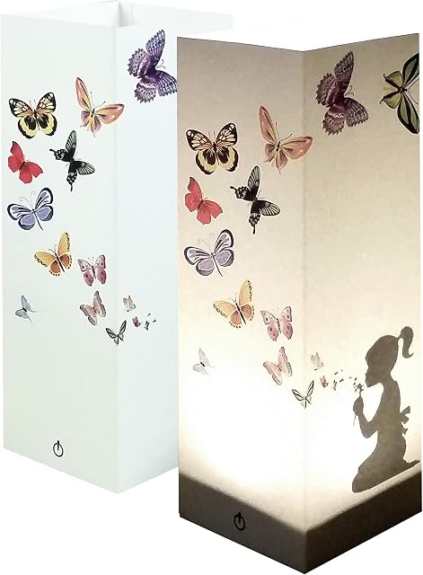 LUXA Paper Design Shadow Lamp USB (or Battery Powered) Touch Switch LED Table Lamp (Girl Blowing Butterflies)