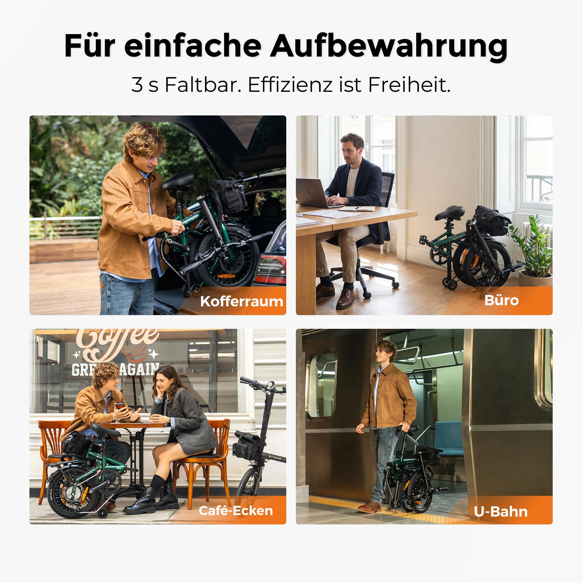 ENGWE Zip 16.9KG Ultraleichtes Zusammenklappbares Elektrofahrrad, 36V 10Ah Tragbarer Akku mit Bis zu 120KM, Drehmomentsensor und Hydraulische Bremsen, Mit Scheinwerfer und Reflektoren, 7 Gänge