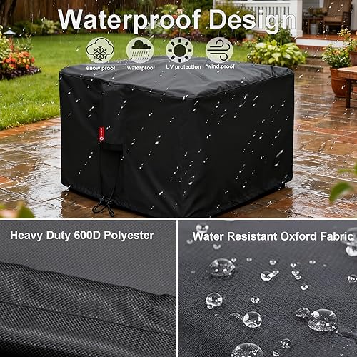 Miniatura 35 de SheeChung Funda rectangular para hoguera, se adapta a mesas de fuego de 44 a 48 pulgadas, para exteriores, impermeable, anti-rayos UV, 600D, funda