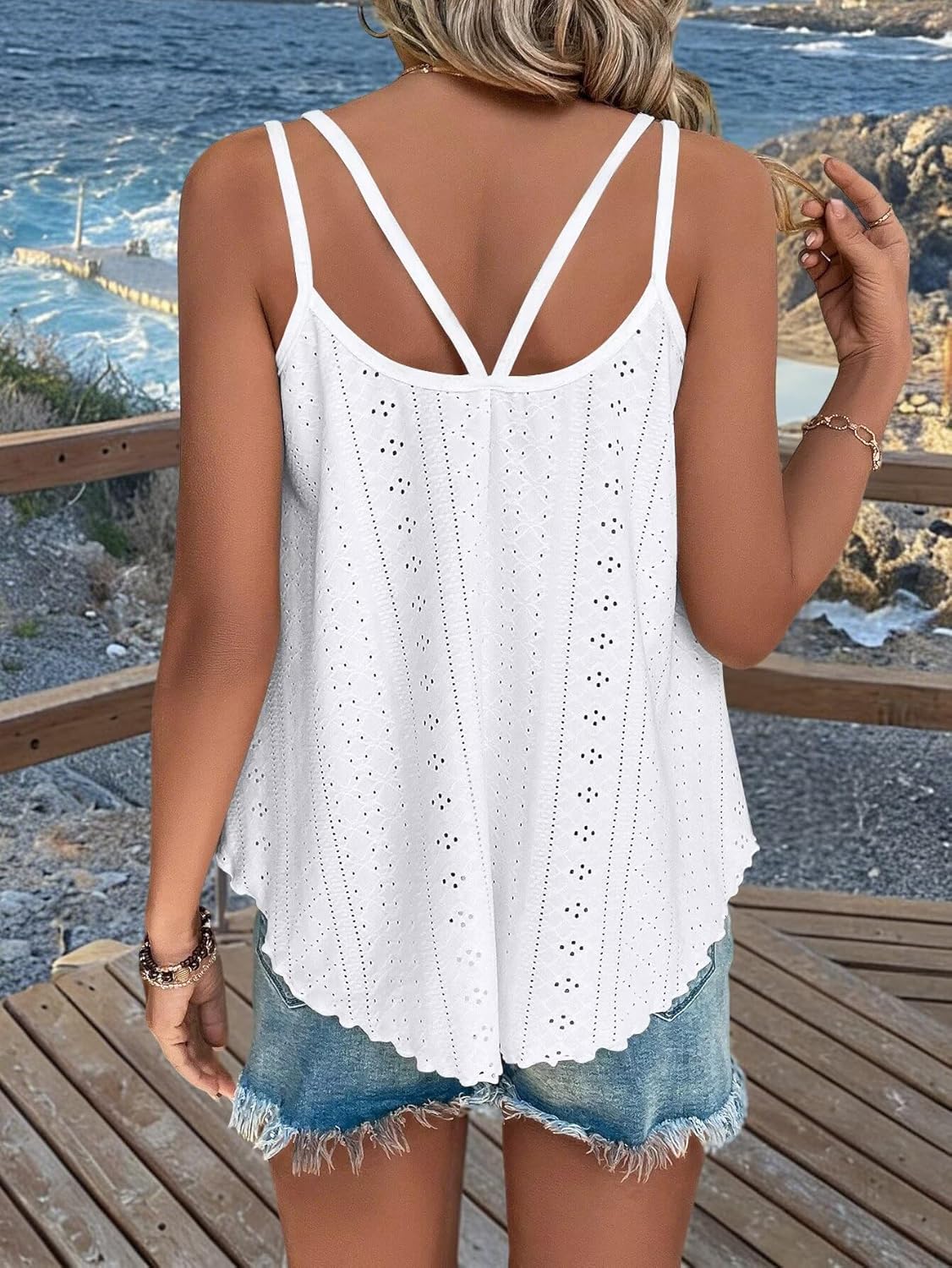 KKJ Womens Cute Tank Tops Sleeveless Spaghetti Strap Scoop Neck Loose Casual 2026 Spring Summer Beach Vacation Flowy Shirts - Image 2