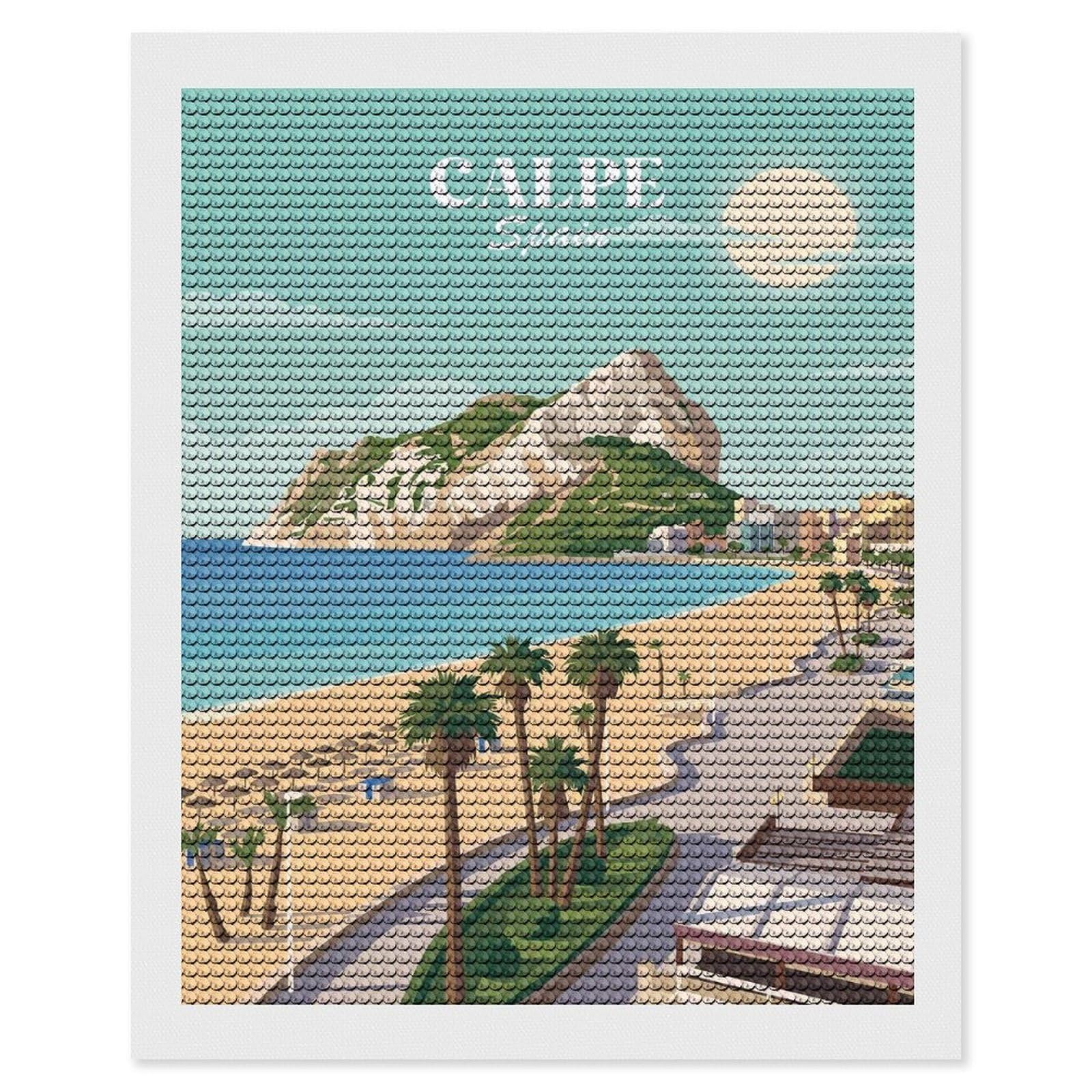 Junmoney Calpe Spain Diamond Art Canvas 16"x20", Decorate Your Room, Mindful Craft Activity, Cosy Home Accent, Thoughtful Handmade Gift