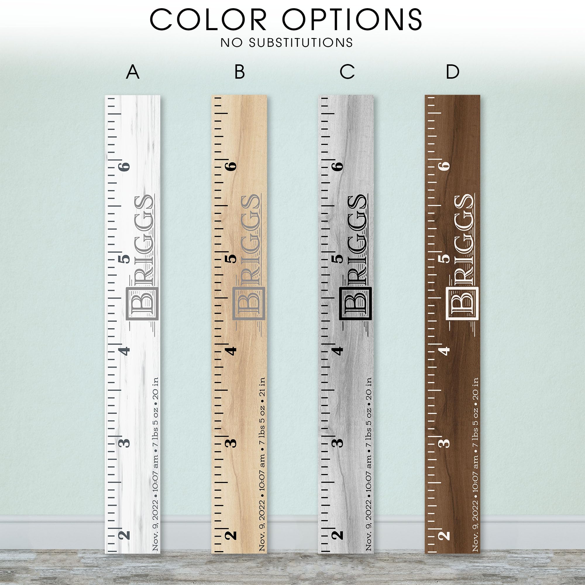 Wooden Kids Growth Chart Ruler for Boys and Girls (The Briggs) Back40Life