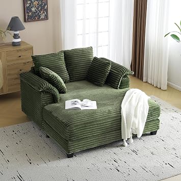 VINGLI 56" Wide Oversized Chaise Lounge Chair with Plush Padded Armrests