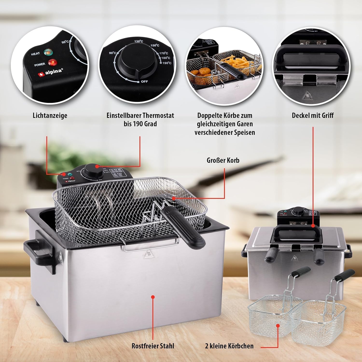 ALPINA Electric Deep Fryer components breakdown