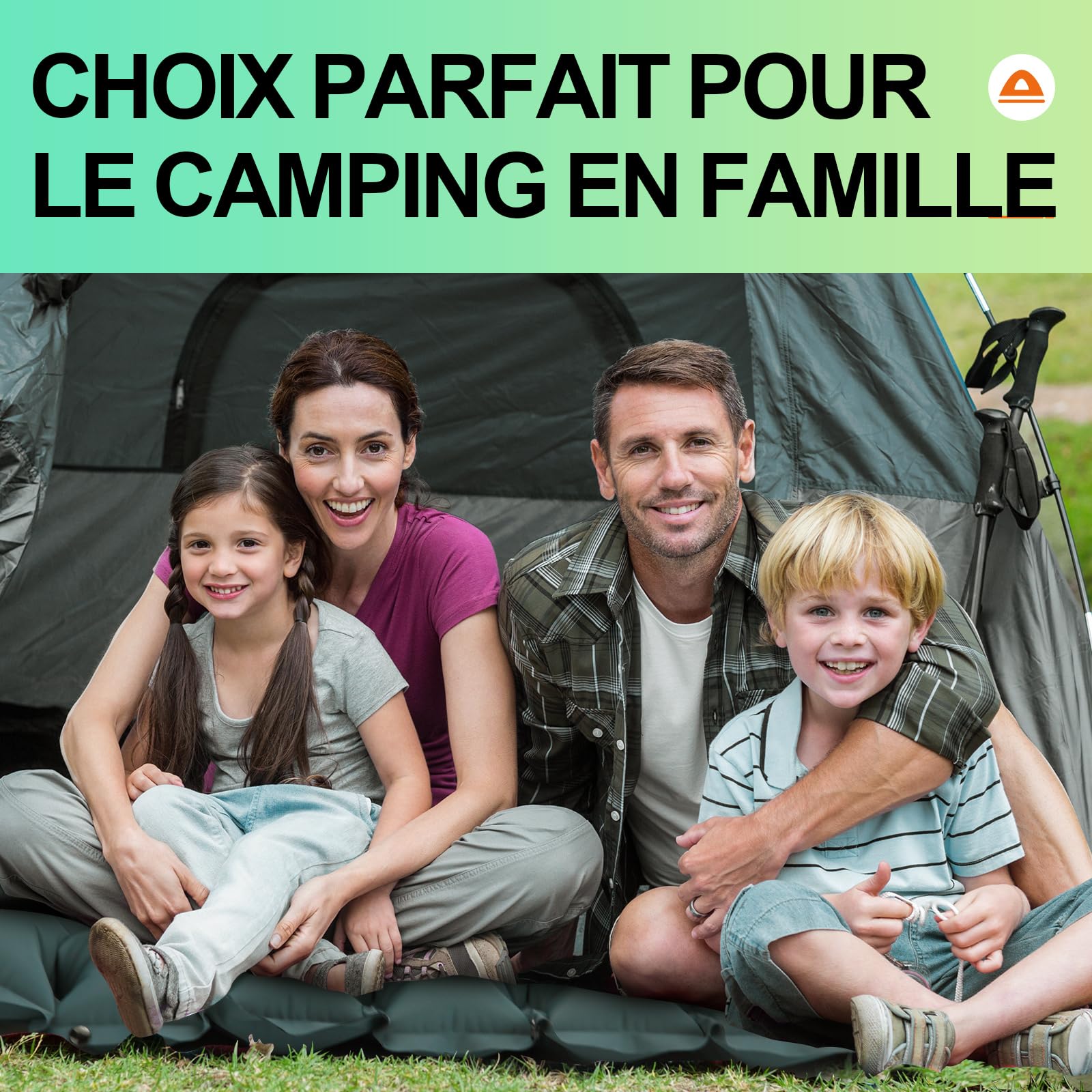 Matelas Autogonflant 2 Personnes, Matelas de Camping Autogonflant avec Pompe à Pied, Portable Tapis de Matelas Pneumatique pour la Randonnée, Plage, Voyage, Pique-Nique