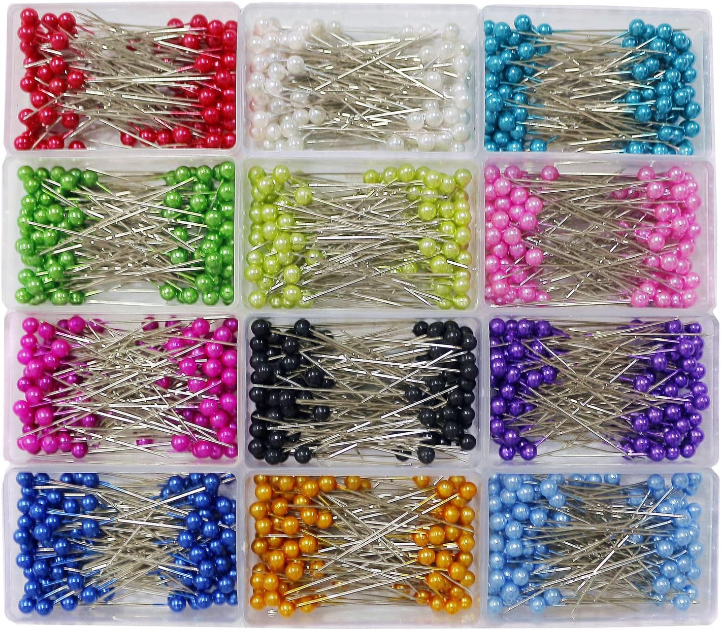 AIEX 1000 Pieces Sewing Pins Glass Ball Multicolor Head