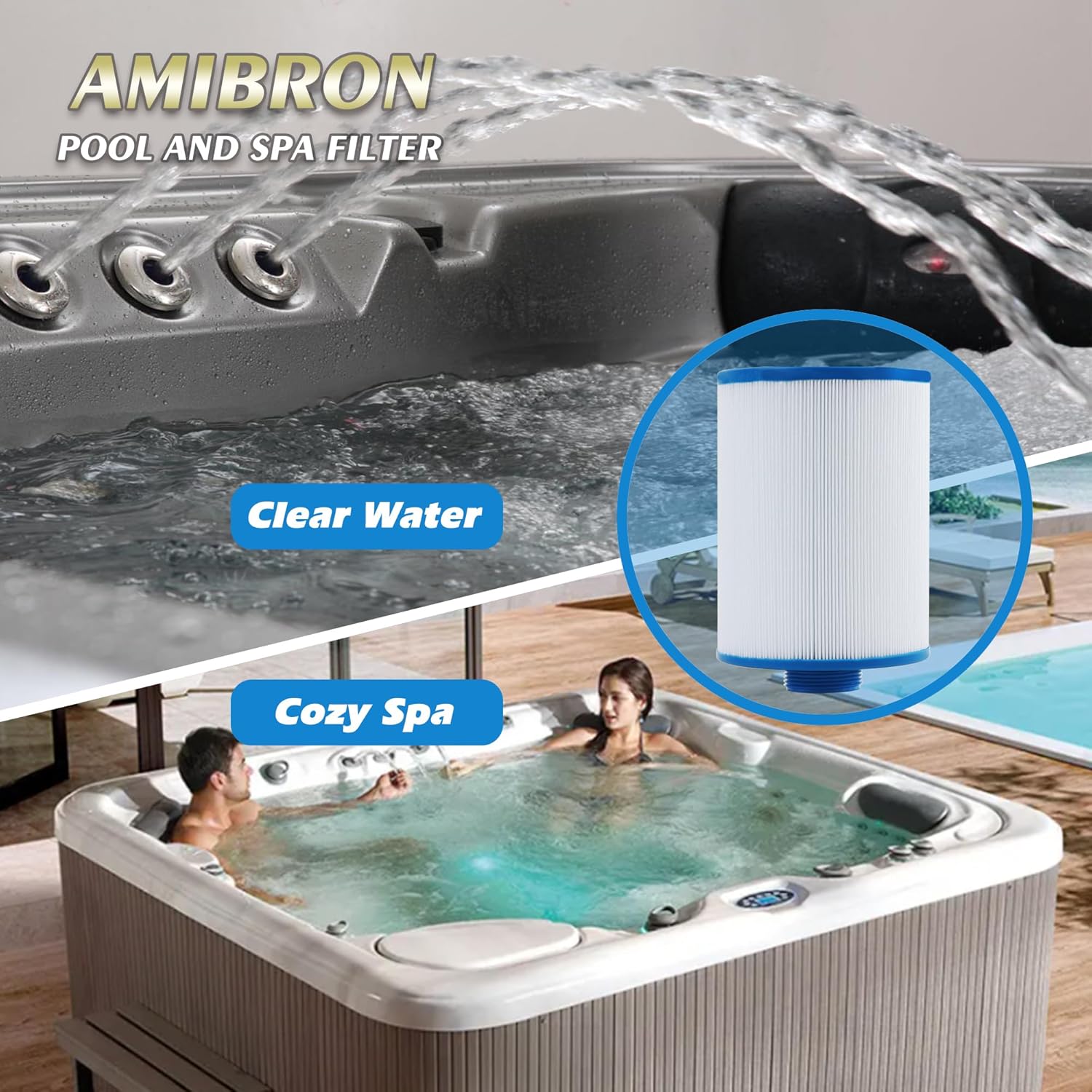 303263 Lifesmart spa Filter, Replaces 4CH-23, PFF25TC-P4, FC-2400, Excel Filters XLS-442, Freeflow Lagas FF-100 CLX Claro, SD-00206, Aladdin 12536, AK-90032 Hot Tub Filter 2 Pack