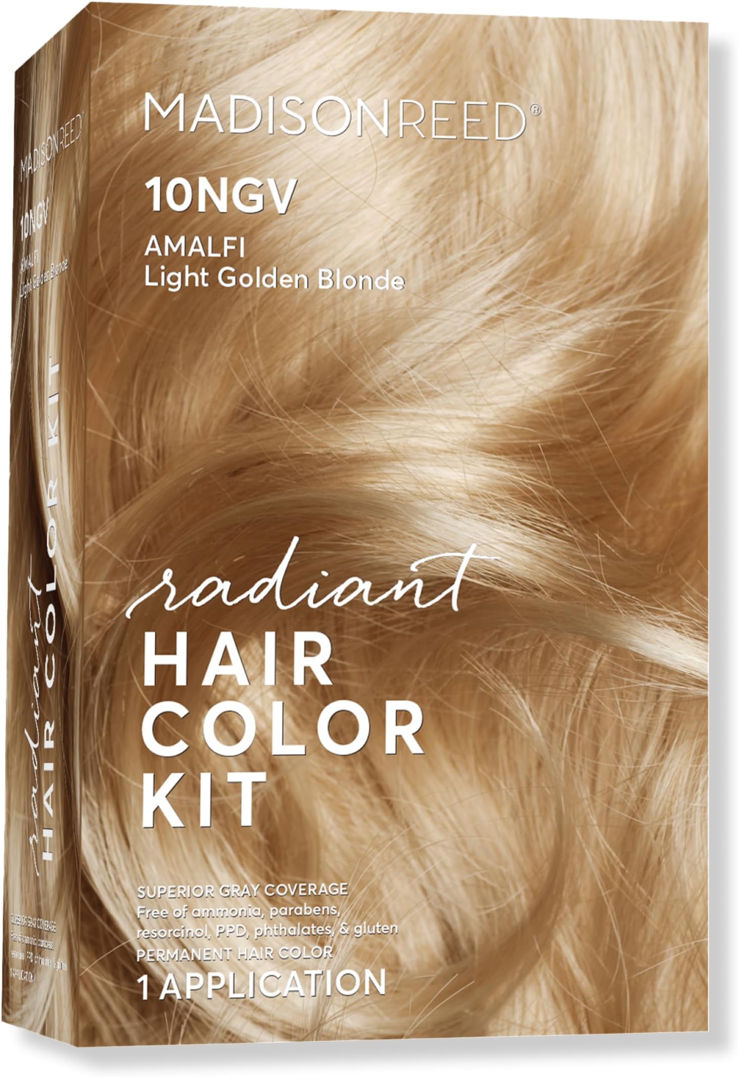 Madison Reed Radiant Hair Color Kit - 10NGV Light Golden Blonde (Amalfi Blonde), Dimensional Gray Hair Blending Permanent Hair Dye, PPD-Free & Ammonia-Free, 1 Pack