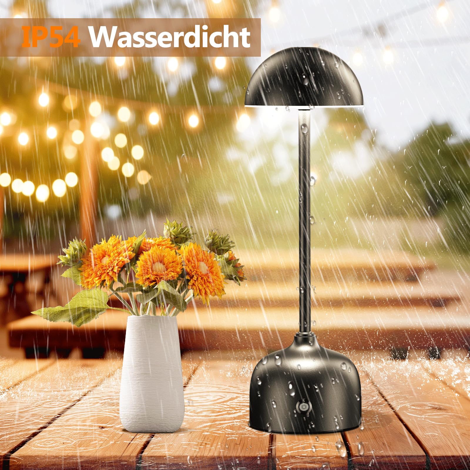 Lampada da tavolo senza fili con touch, lampada da tavolo a LED, a batteria, dimmerabile, 3 modalità di colore, 5000 mAh, con funzione di ricarica, IP54, impermeabile, per interni ed esterni (2 pezzi)