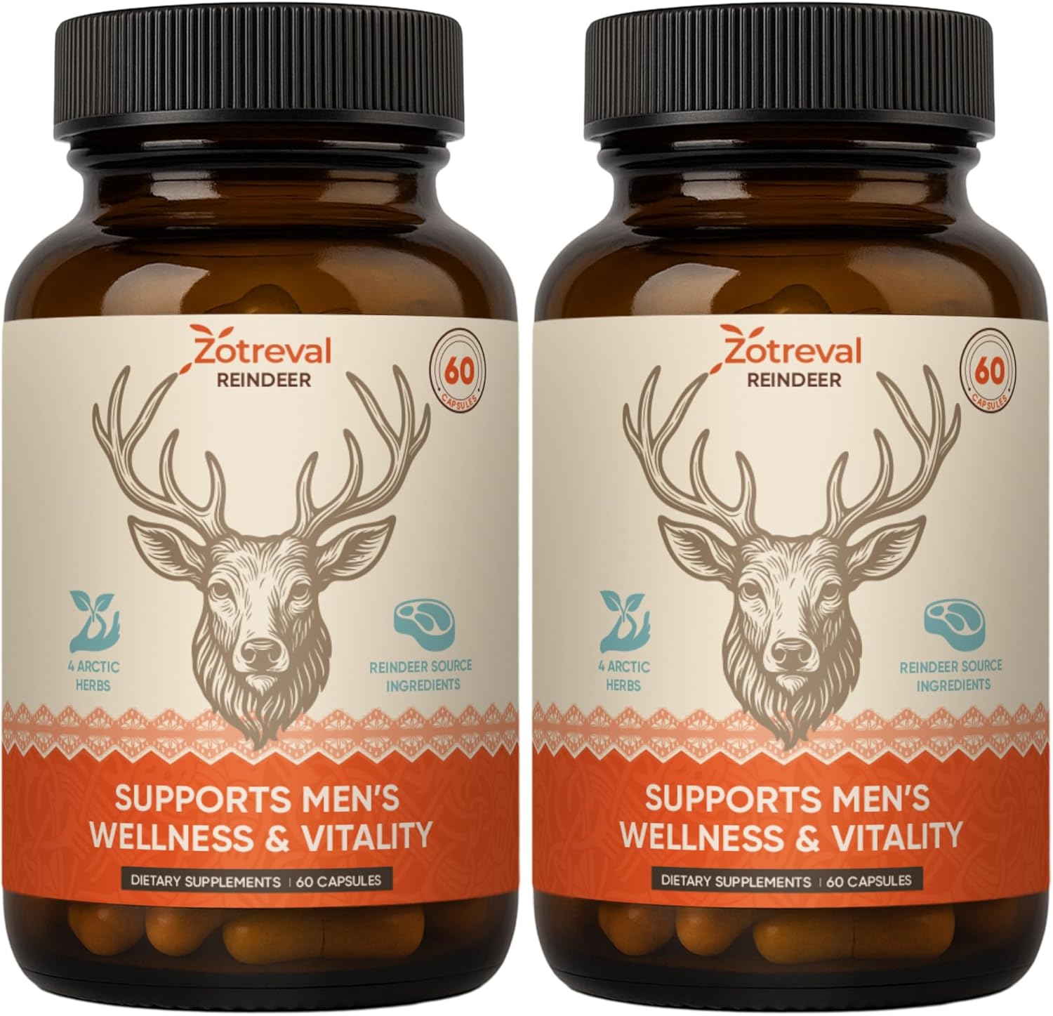 Reindeer Organ Supplement for Men – Arctic Herb & Reindeer Organ Blend – Daily Support for Energy, Stamina & Overall Wellness – 60 Capsules (2 Bottles)