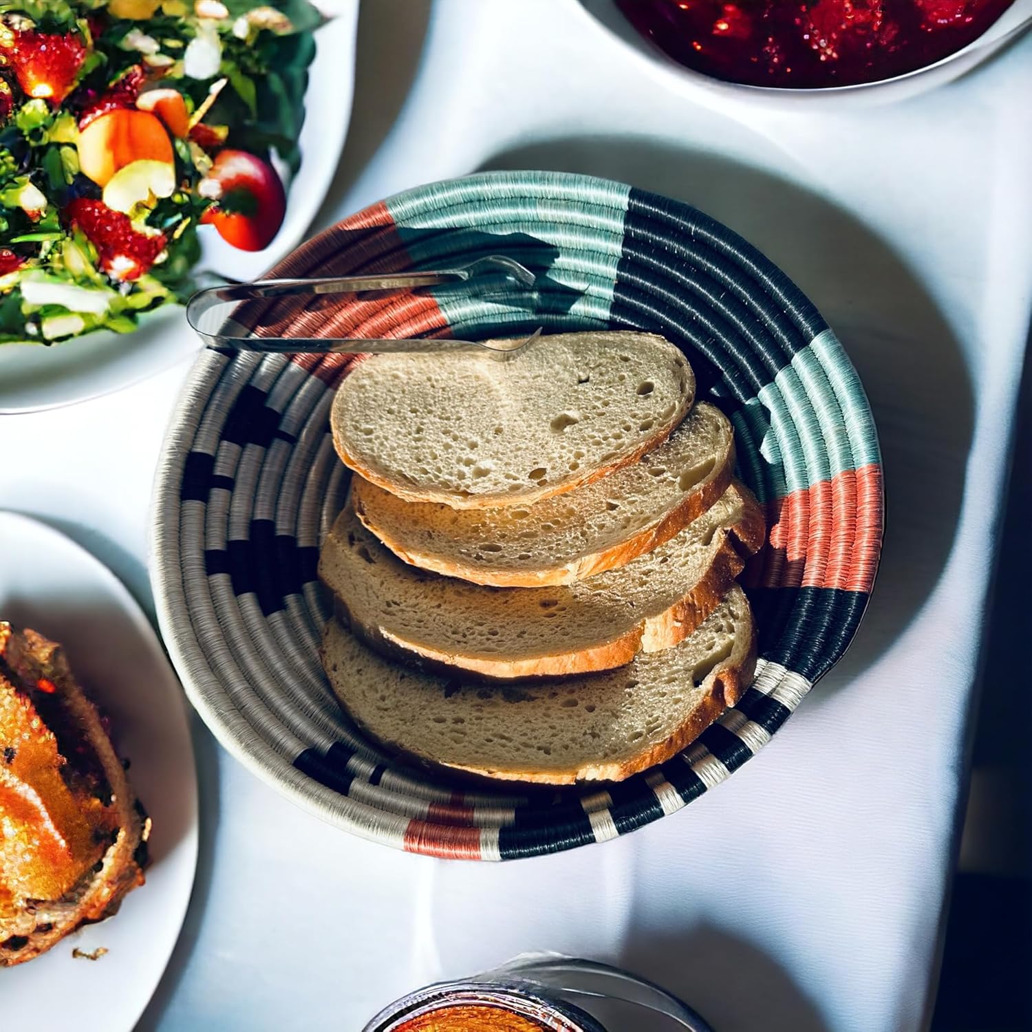 African Basket/Rwanda Woven Basket Sisal & Sweetgrass Bowl wall hanging basket| fruit basket Biko 10" x 2.5"