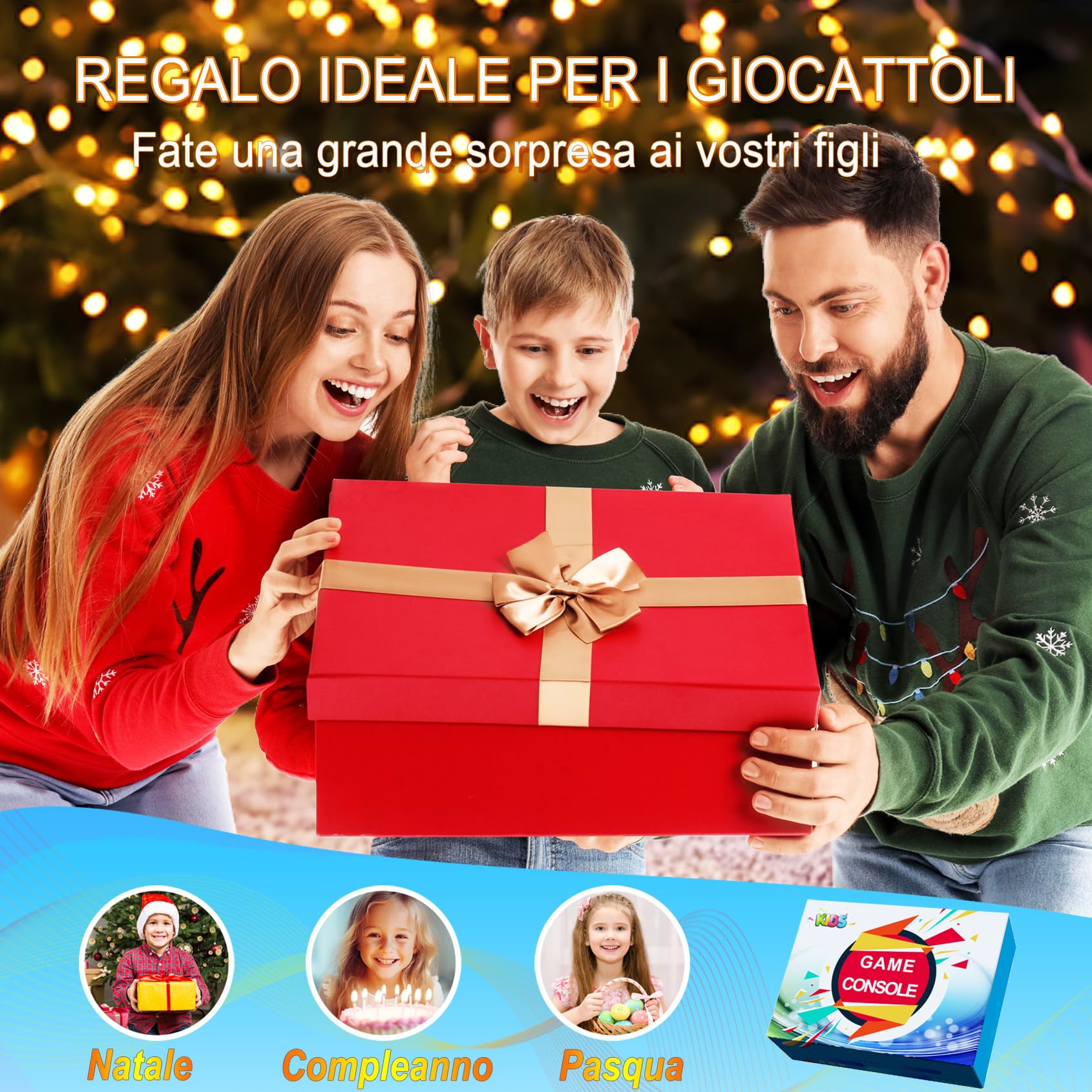 32 Bit Console Giochi Portatile per Bambini con 139 Videogiochi, Giocatore di Giochi con Schermo IPS da 3,0" e Batteria Ricaricabile, Mini Giochi da Viaggio Regali per Ragazzi Ragazze (Blu)