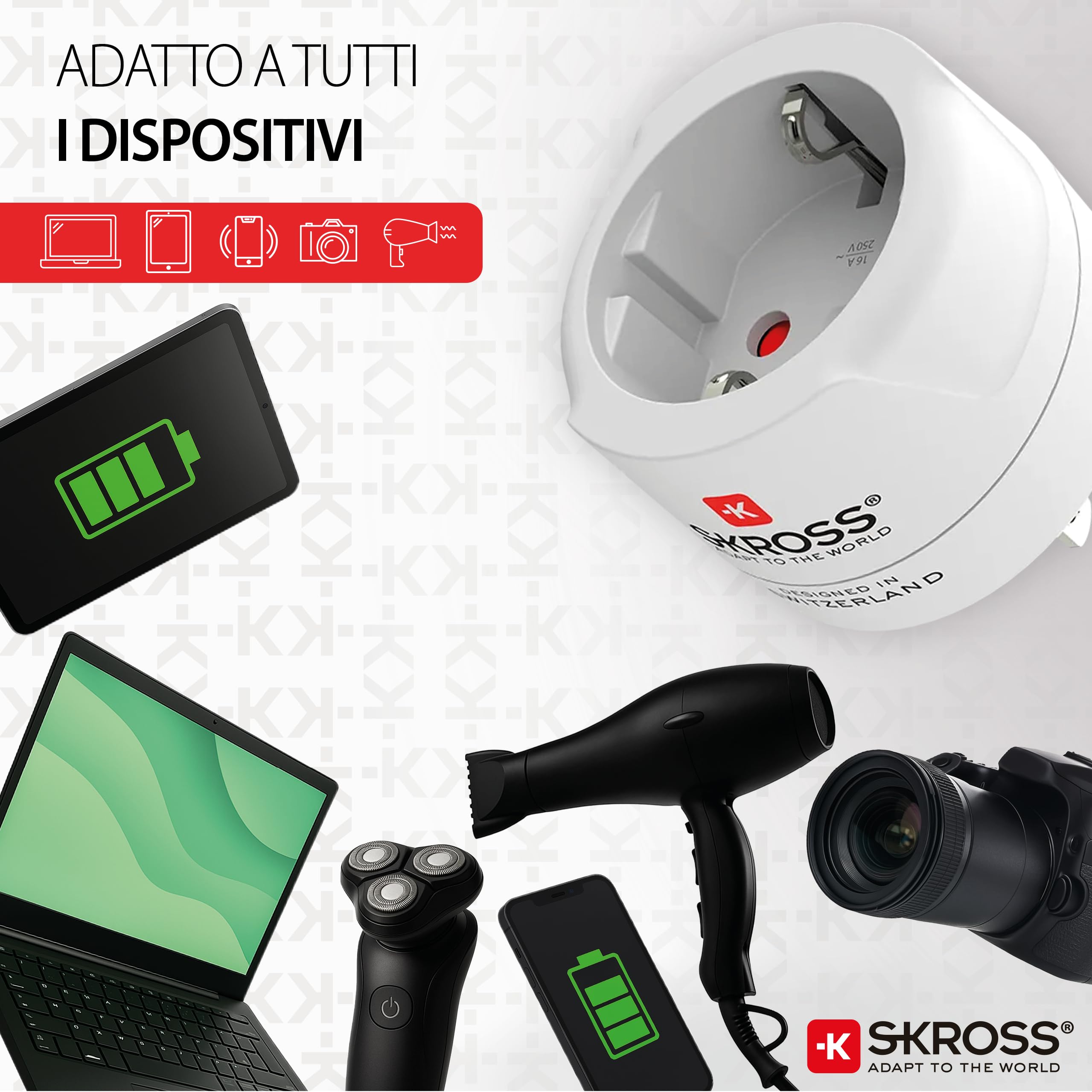 SKROSS | 1.500203-E | Europe to USA | Adattatore da Viaggio Internazionale - Entrata Presa Shuko o Europea, Uscita Spina USA - Tensione e Potenza 100V – 1500W / 250V – 3750W. Protezione Anti Scossa