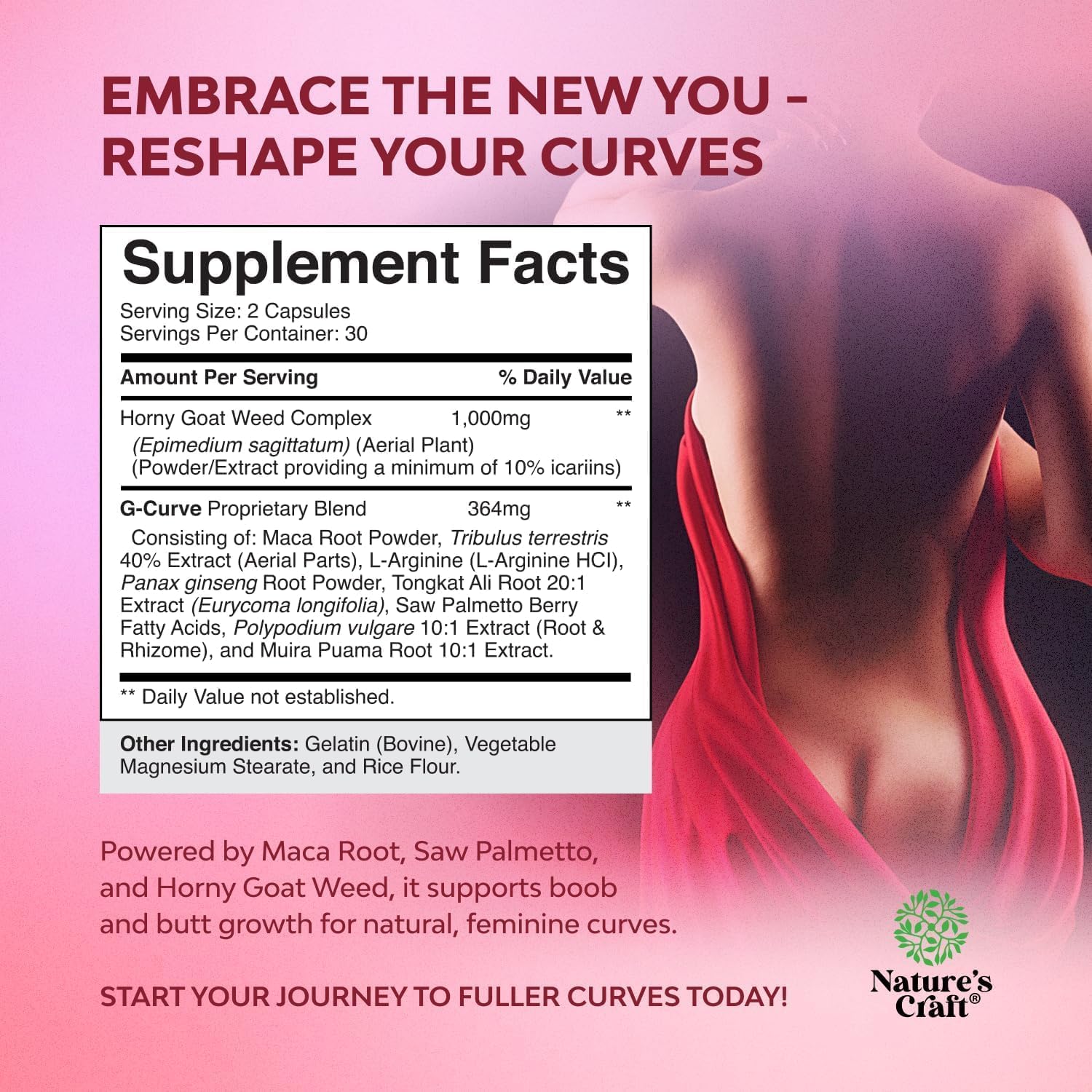 Bundle of G-Curve Butt and Breast Enhancement Pills - Herbal Enhancer May Support Body Sculpting Curves and Extra Strength Saw Palmetto for Women - DHT Blocker Thickening Hair Vitamins for Hair Loss