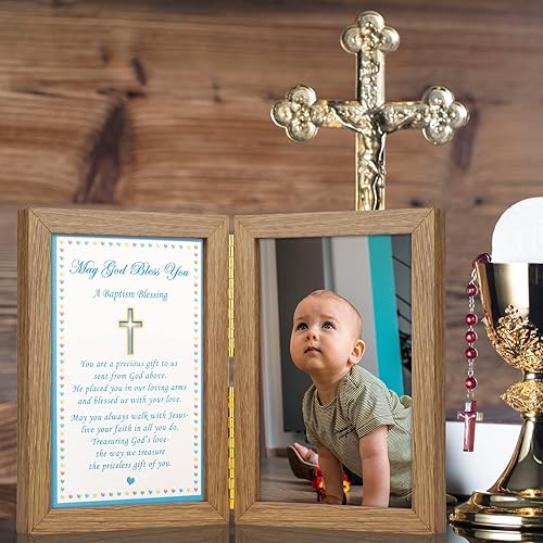 Miniatura 2 de Yakucho Regalos de bautismo para niños Regalos de bautismo para bebé, marco de fotos de bebé para bautismo o bautizo, tarjeta de bendición