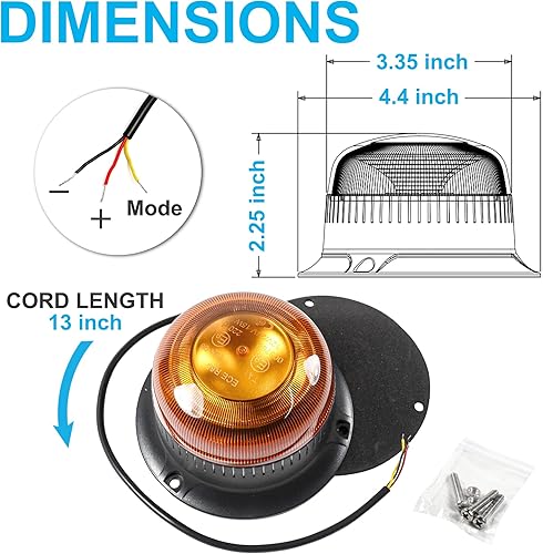 Miniatura 6 de HQRP Amber Beacon intermitente precaución de seguridad de advertencia de seguridad LED montaje de tornillo luces LED de construcción estroboscópica